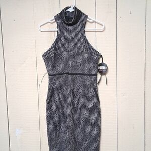 Karl Lagerfeld Black and White Textured Midi Dress